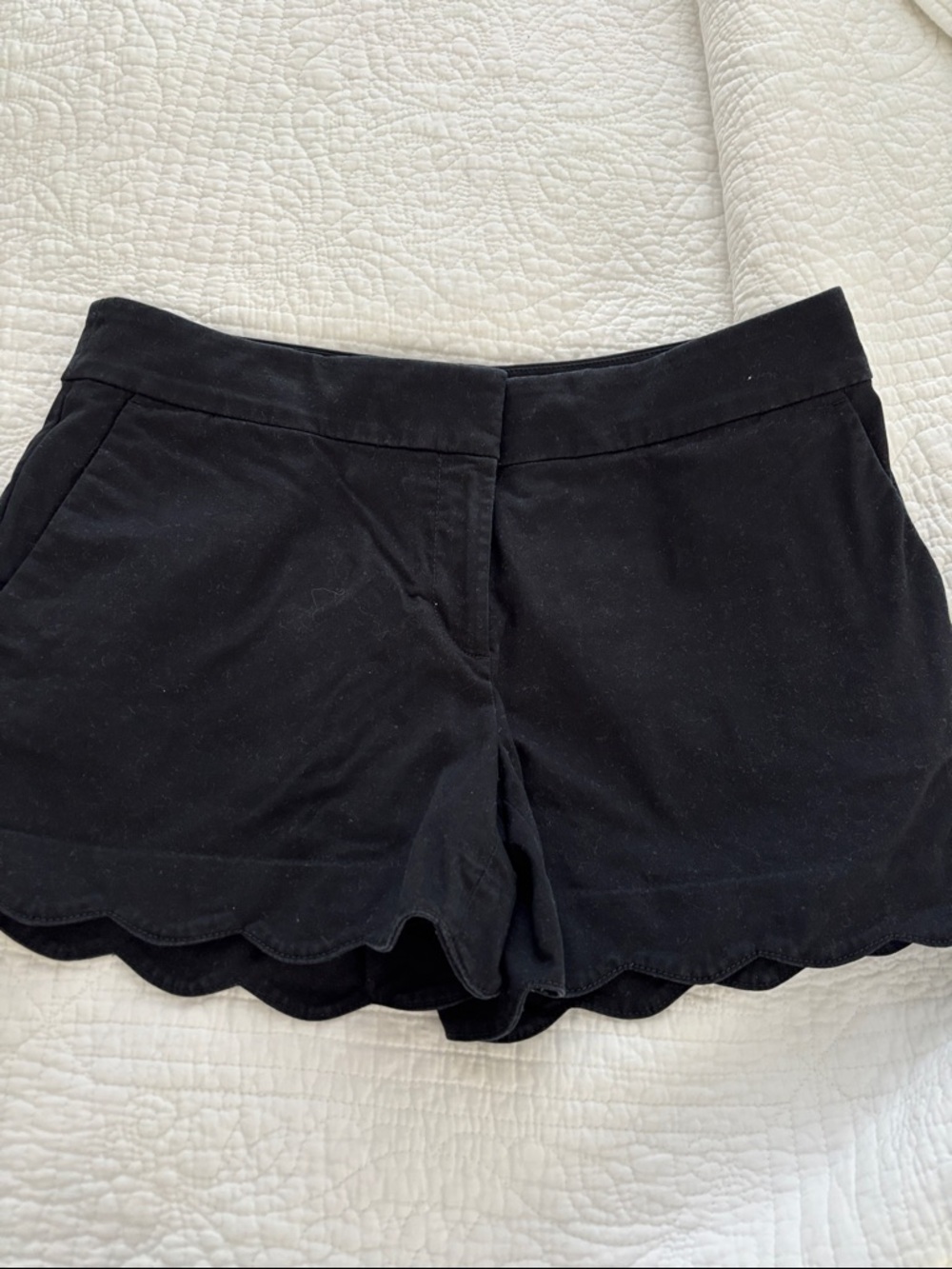 LOFT Black Scalloped Hem Skort Shorts